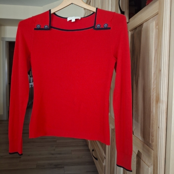 Etcetera Sweaters - Etcetera Red Sweater with Black Trim